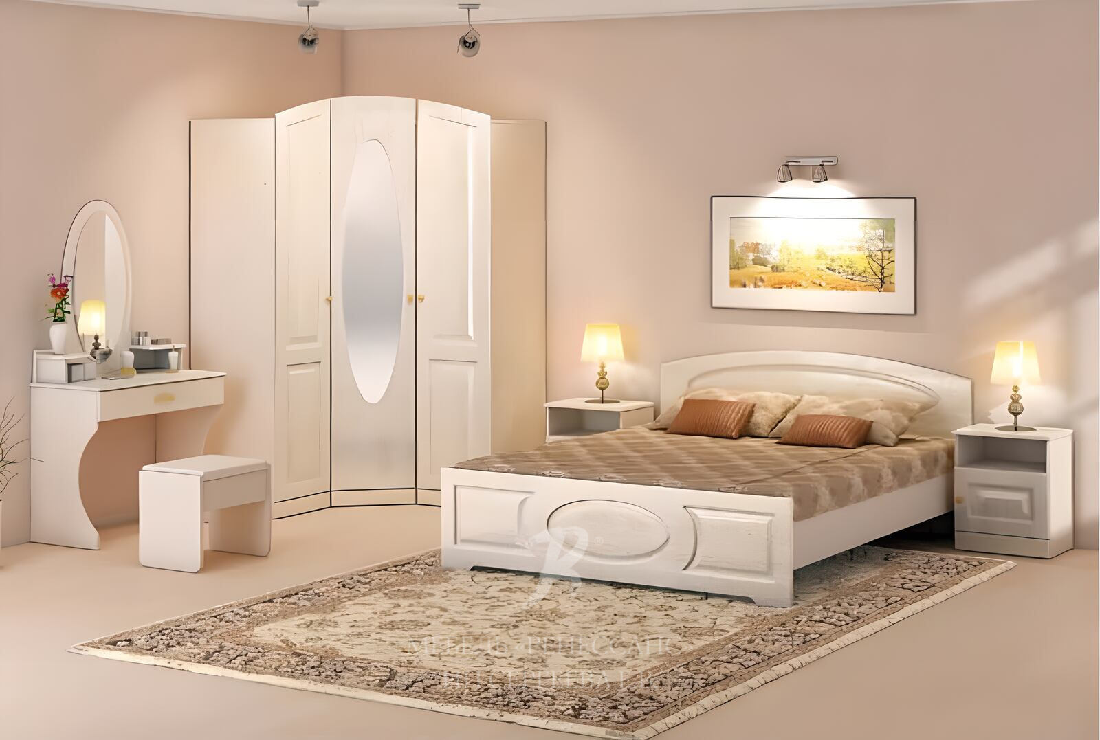 белый набор мебели в спальню
